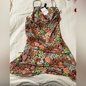 Satin floral dress